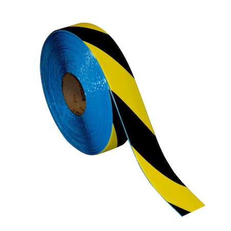 Superior Mark Floor Marking Tape, 2in x 100Ft , Black/Yellow Hazard Stripe IN-50-215I